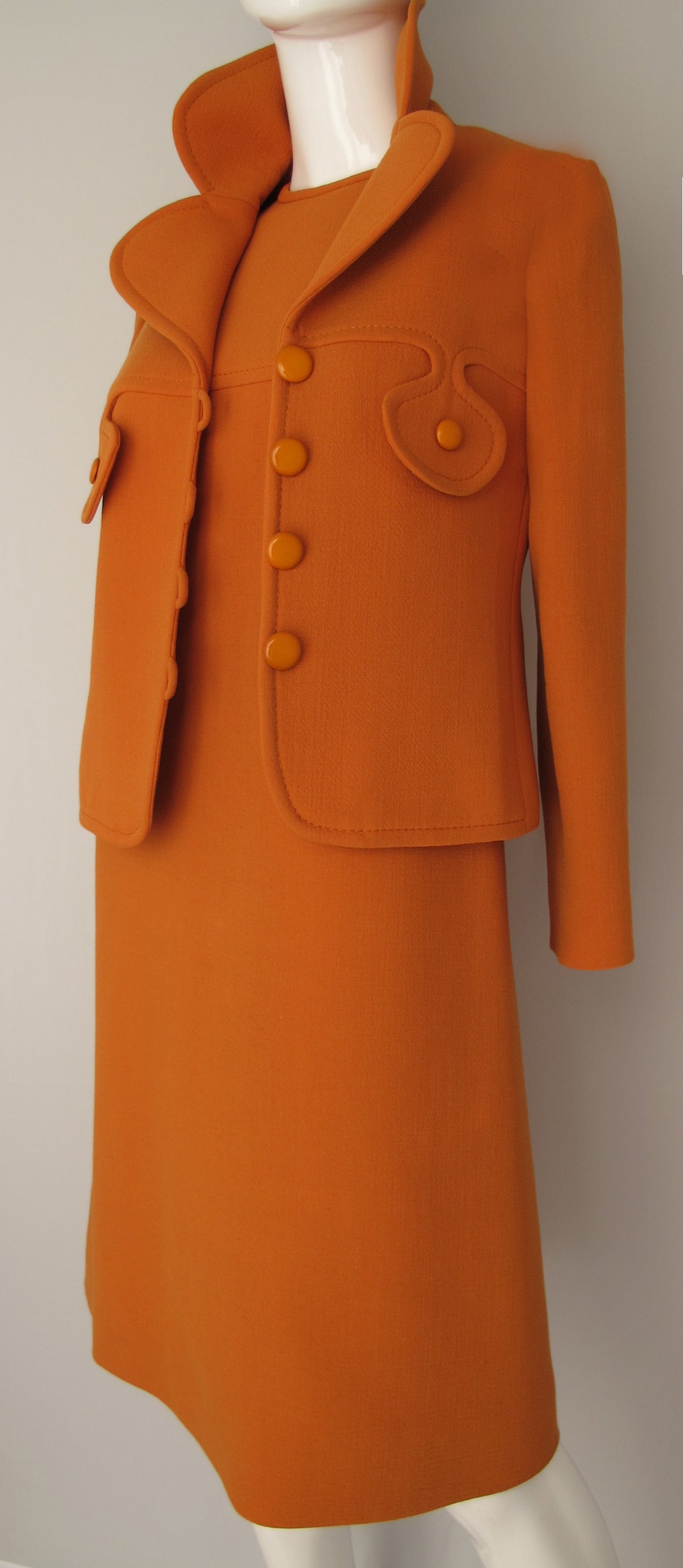 Pierre Cardin Space Age Mod Wool Crepe Jacket and Dress Ensemble ca.1971 1