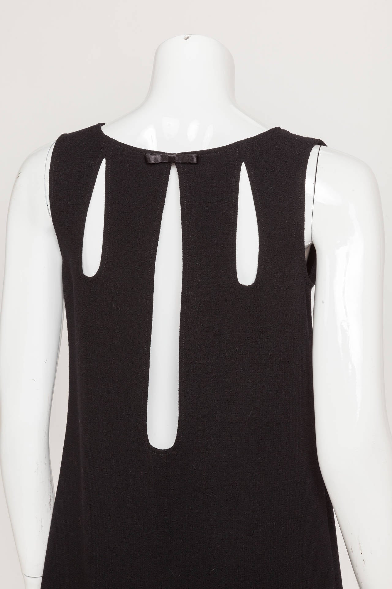 Vintage Pierre Cardin Mod Black Cocktail Dress w/ Cutouts at the Back In Excellent Condition In Studio City, CA