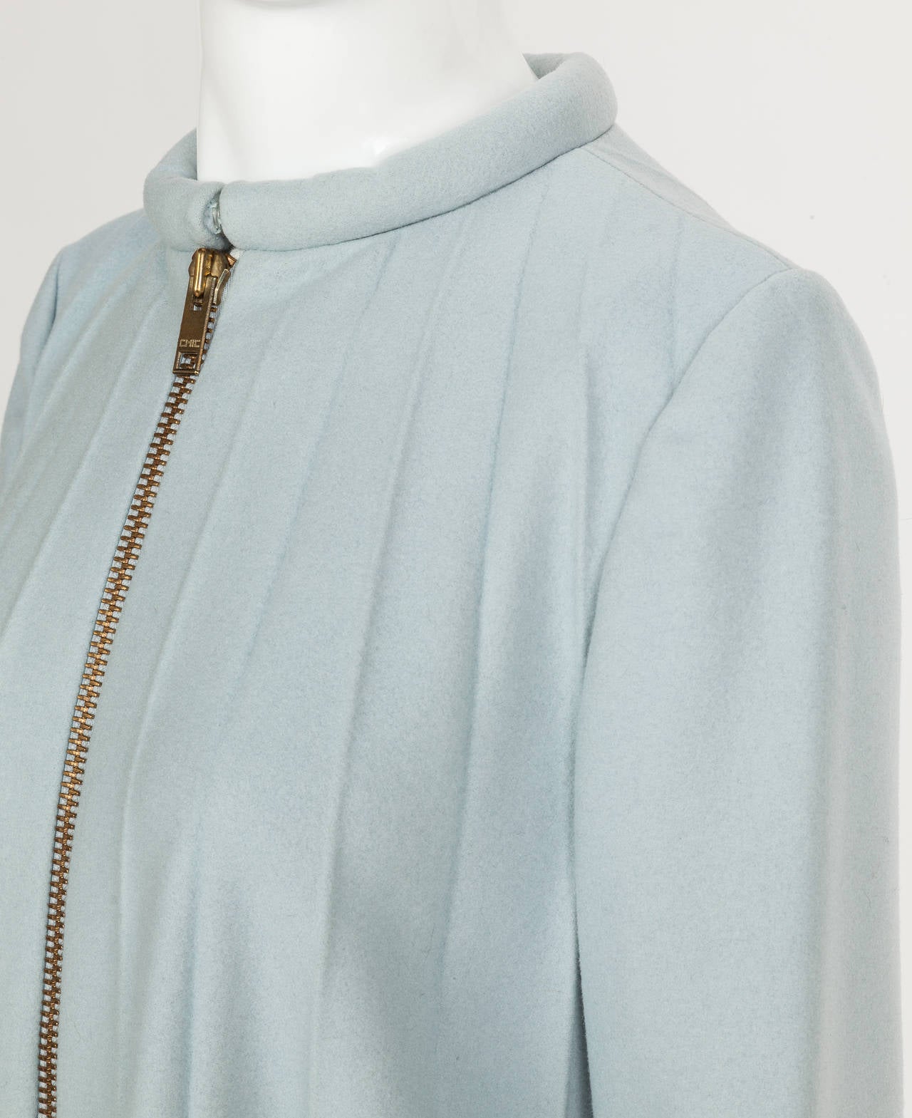 Gray 1967 Rare Iconic Pierre Cardin Wool Trapeze Accordian Pleat Coat Dress