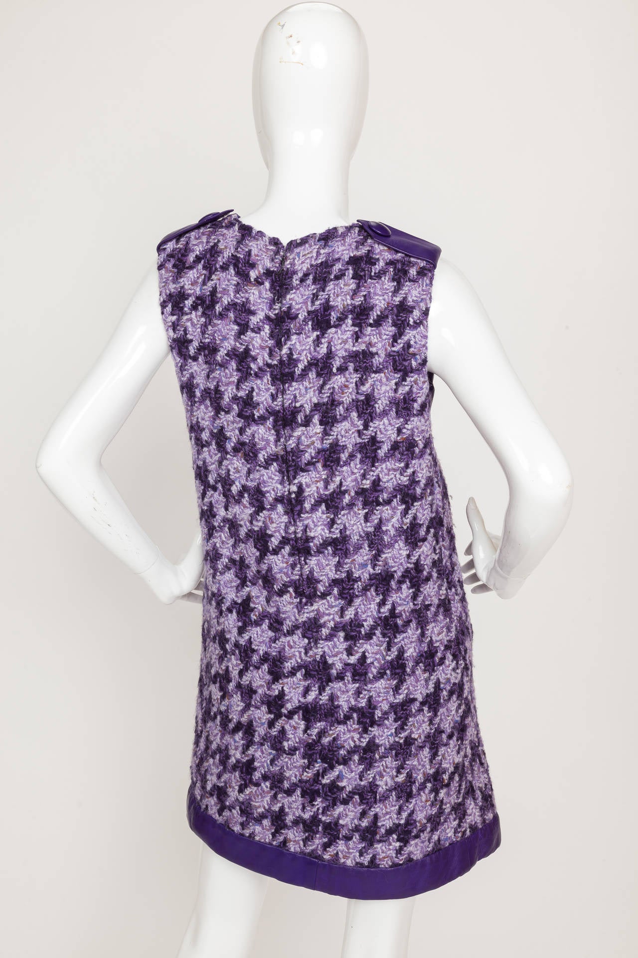 Women's 1968 Pierre Cardin Rare Haute Couture Wool & Leather Shift Dress