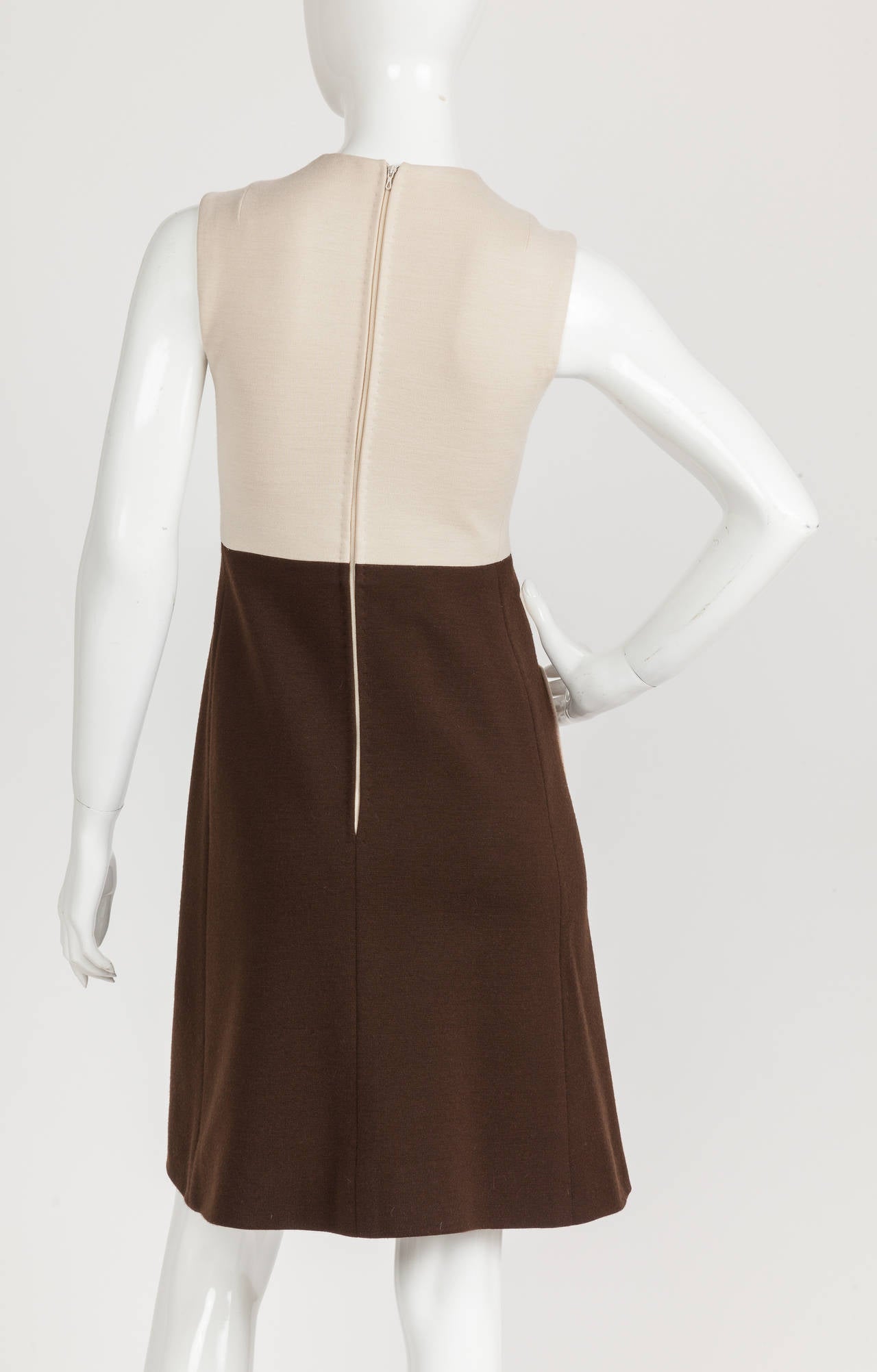 Black 1970s Pierre Cardin Mod Graphic Jersey Wool Day Dress