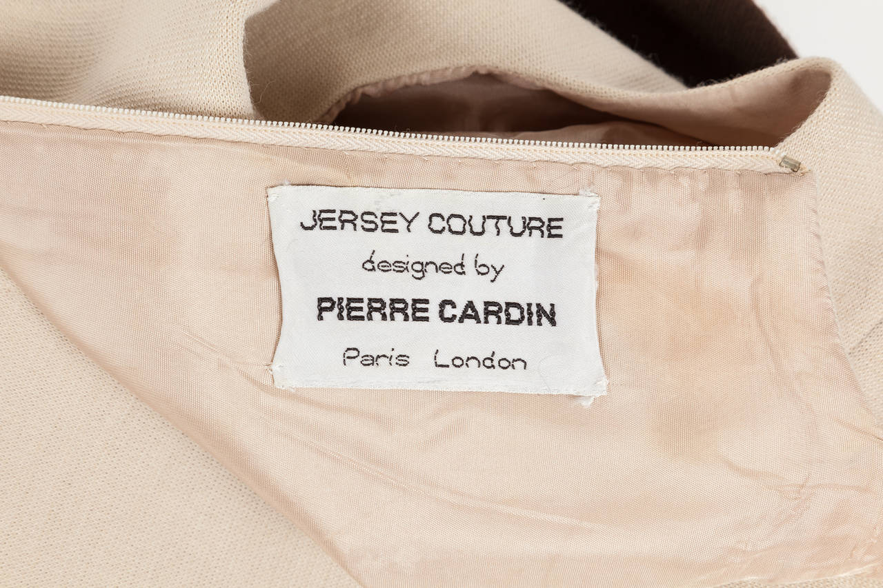 1970s Pierre Cardin Mod Graphic Jersey Wool Day Dress In Excellent Condition In Studio City, CA