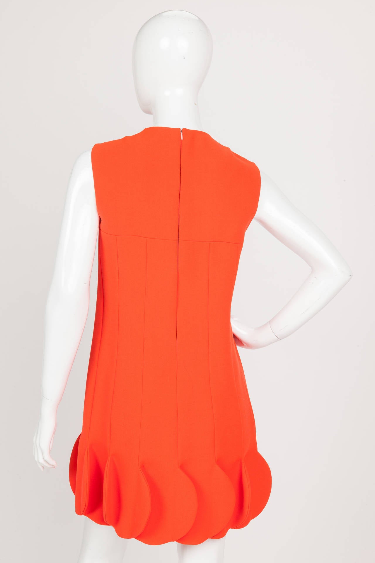 Iconic Pierre Cardin Orange Space Age Dress w/Petalled Hem ca. 1968 2