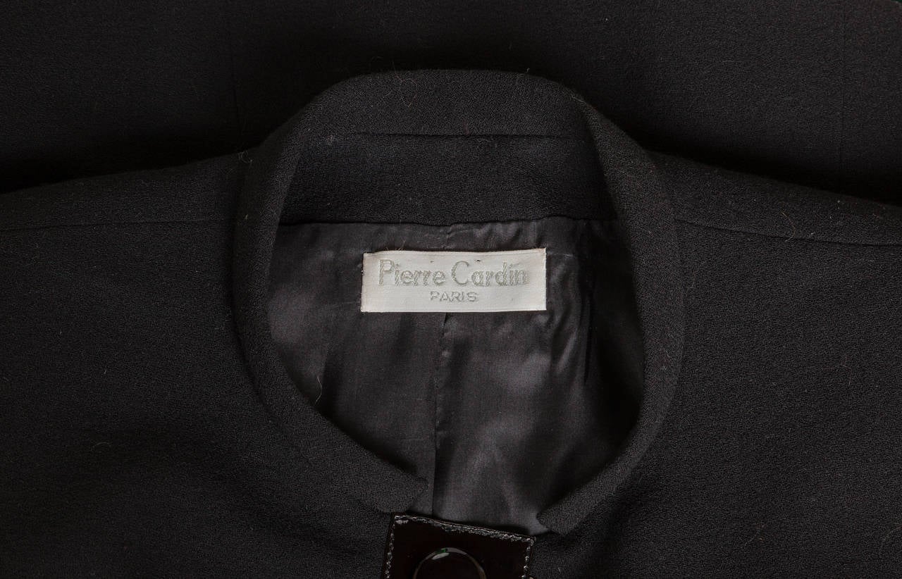 Pierre Cardin Haute Couture Wool Crepe Jacket w/Futuristic Vinyl Trim ca.1990 1