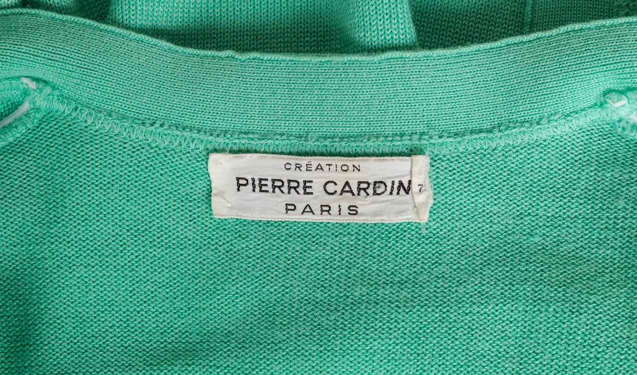 Women's Vintage Pierre Cardin Aqua Green Cardigan w/Logo at Pockets