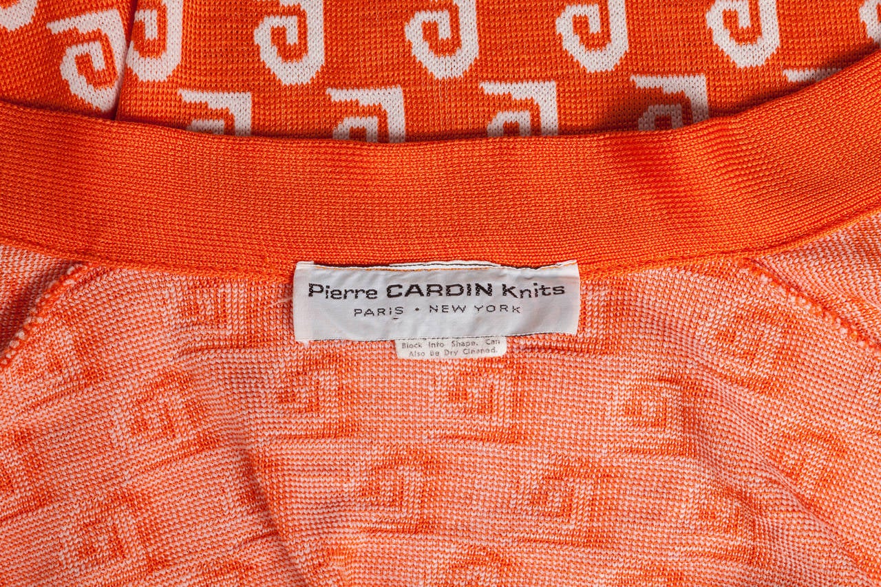 Women's Vintage Pierre Cardin Orange Logo Cardigan Sweater