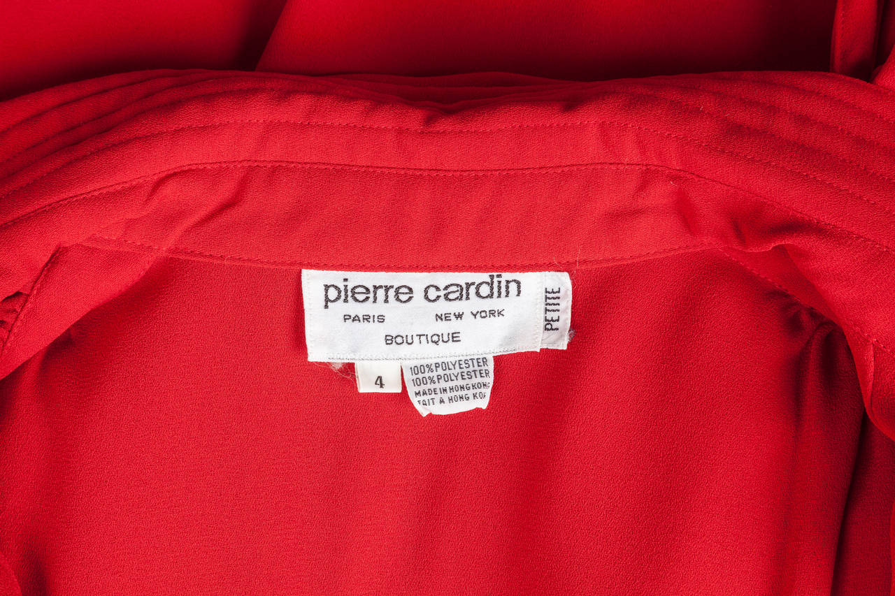 1980's Pierre Cardin Red Secretary Day Dress w/Channel Stitching Motif 2