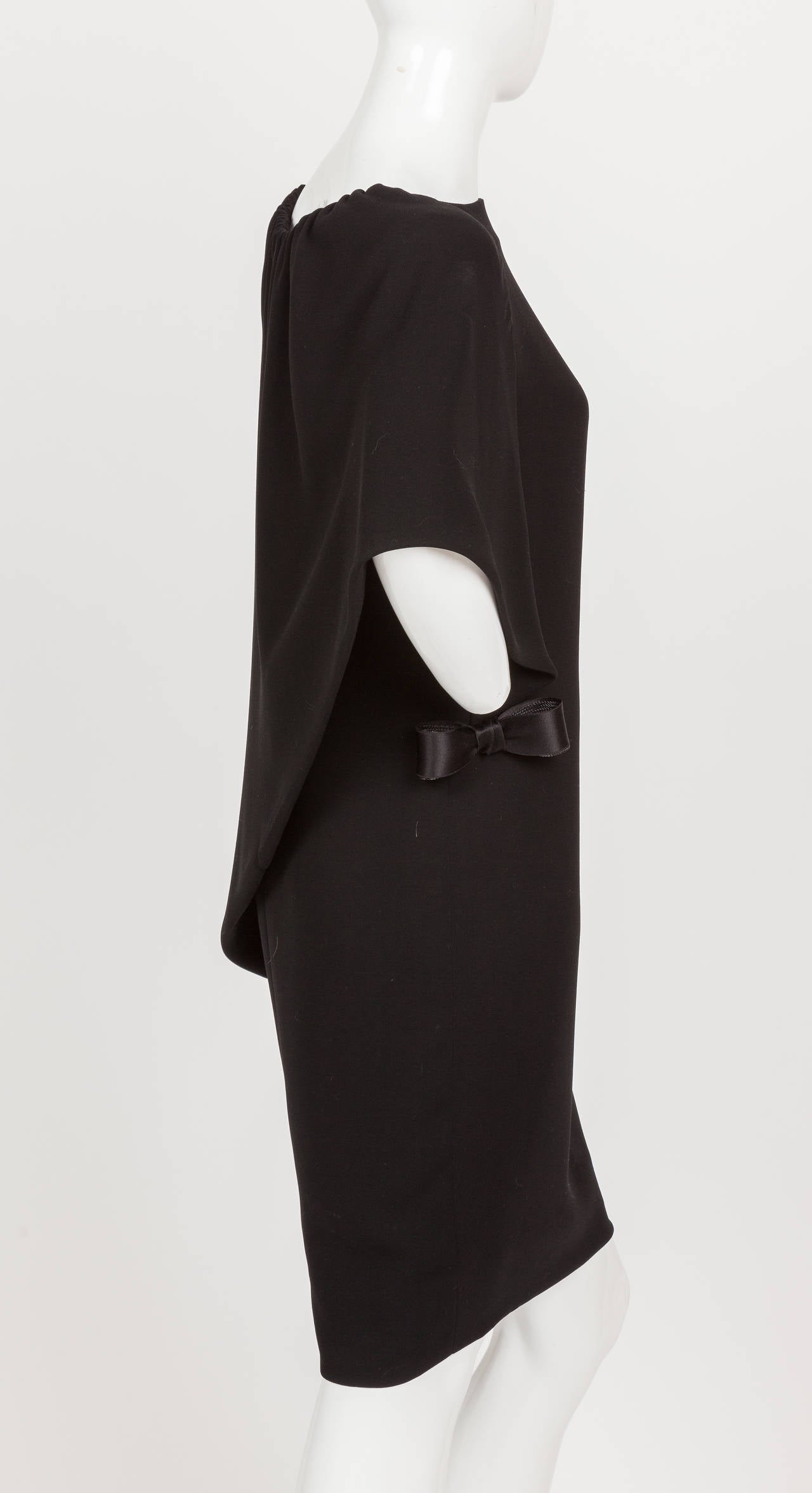 Women's Pierre Cardin Haute Couture Asymmetric Silk Cocktail Dress w/Cape ca. 1992