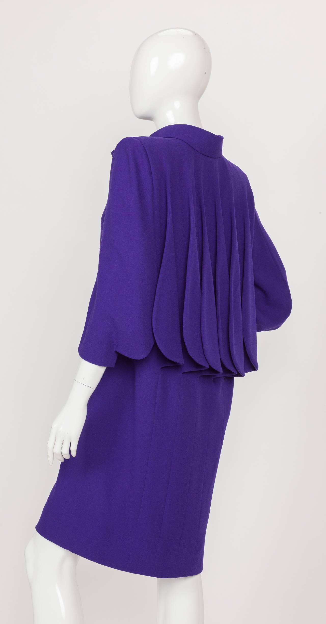 Women's Rare Pierre Cardin Haute Couture Wool Cocktail Dress w/Geometric Design ca. 1992