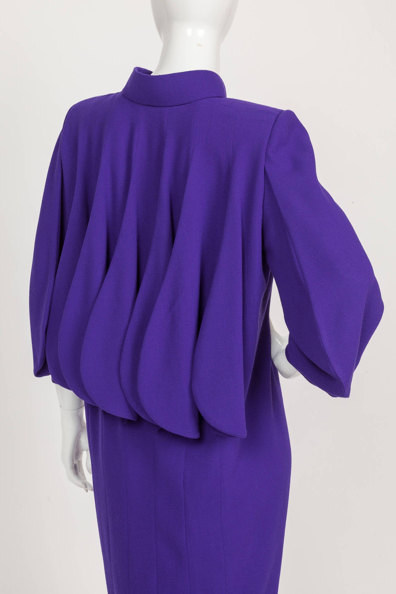 Rare Pierre Cardin Haute Couture Wool Cocktail Dress w/Geometric Design ca. 1992 2