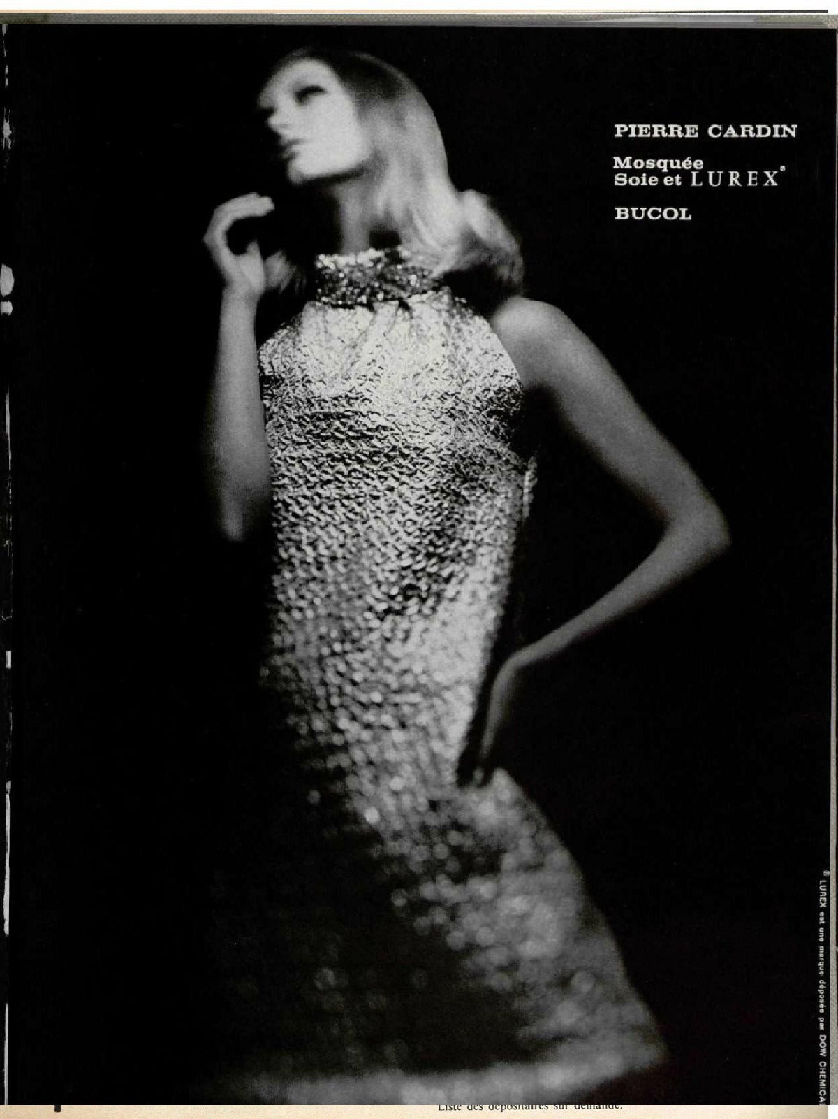 Pierre Cardin Haute Couture Lame Cocktail Dress w/Beading at Neck ca.1966 2
