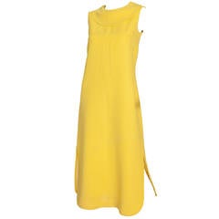Used Pierre Cardin Attributed Yellow Chasuble Maxi Shift w/Foldover Collar ca.1968
