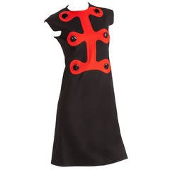 Iconic Pierre Cardin Space Age Mod Day Dress w/Abstract Design Motif Ca. 1972 10