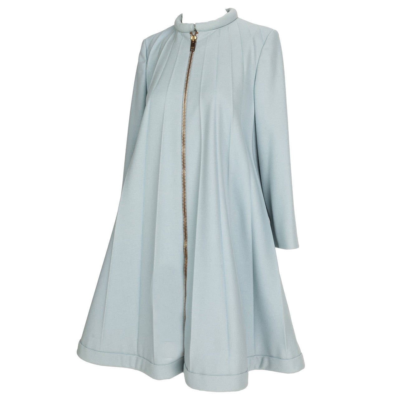 1967 Rare Iconic Pierre Cardin Wool Trapeze Accordian Pleat Coat Dress