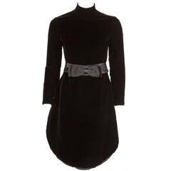 1970s Pierre Cardin Black Velvet Space Age Evening Cocktail Tunic Dress 8