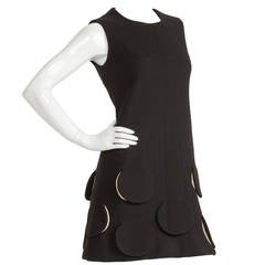 Pierre Cardin Space Age 'Rocket Dress' w/Circle Cutout Flaps at Hem ca.1967