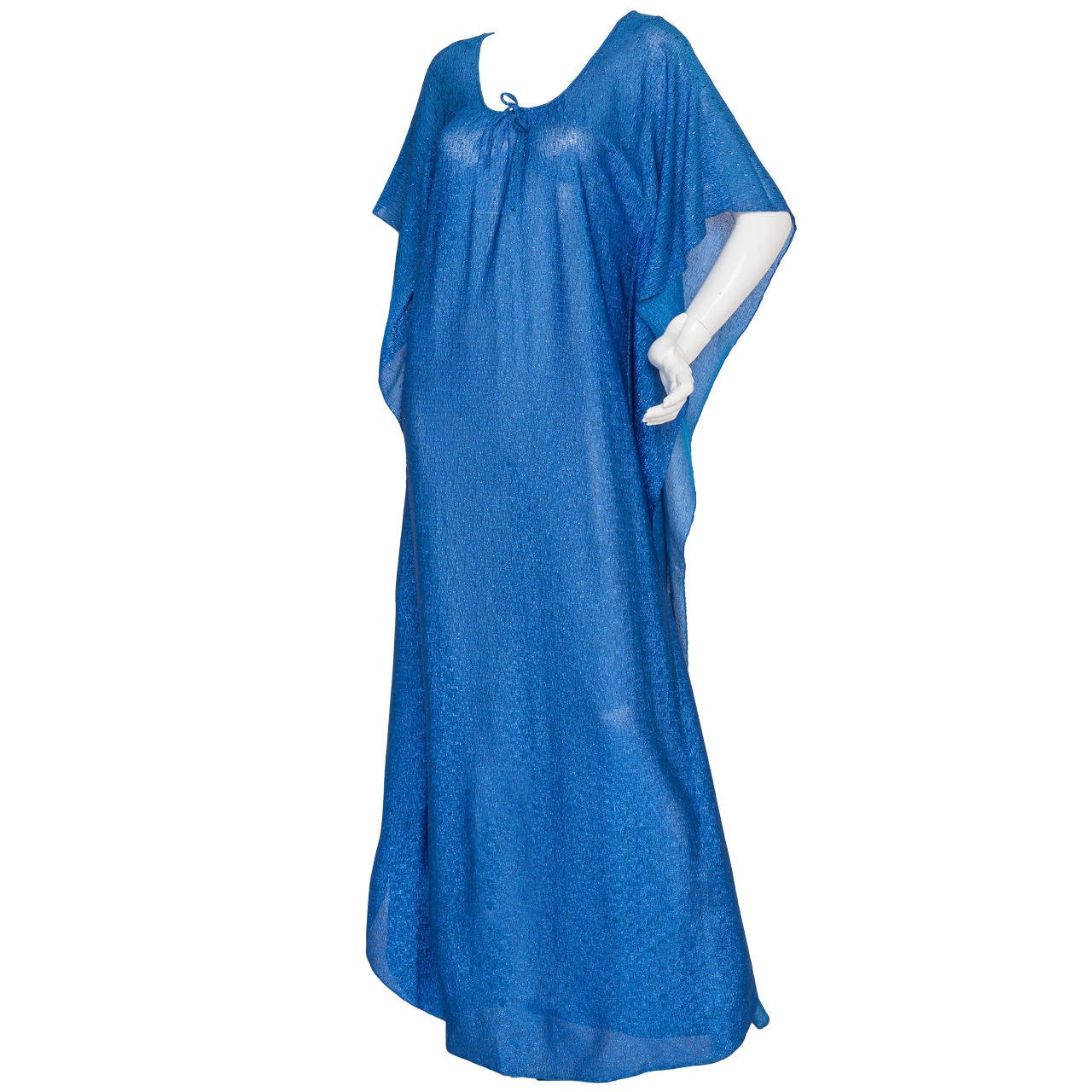 1980s Pierre Cardin Metallic Blue Caftan Djellaba