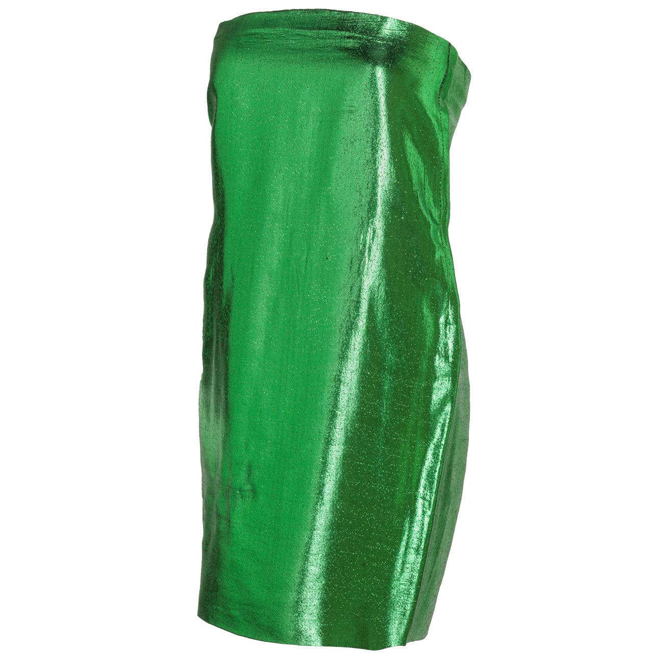 1970s Pierre Cardin Haute Couture Green Lame Tube Dress w/Keyhole Slit ...