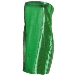 1970 Pierre Cardin Haute Couture Green Lame Tube Dress w/Keyhole Slit at Back