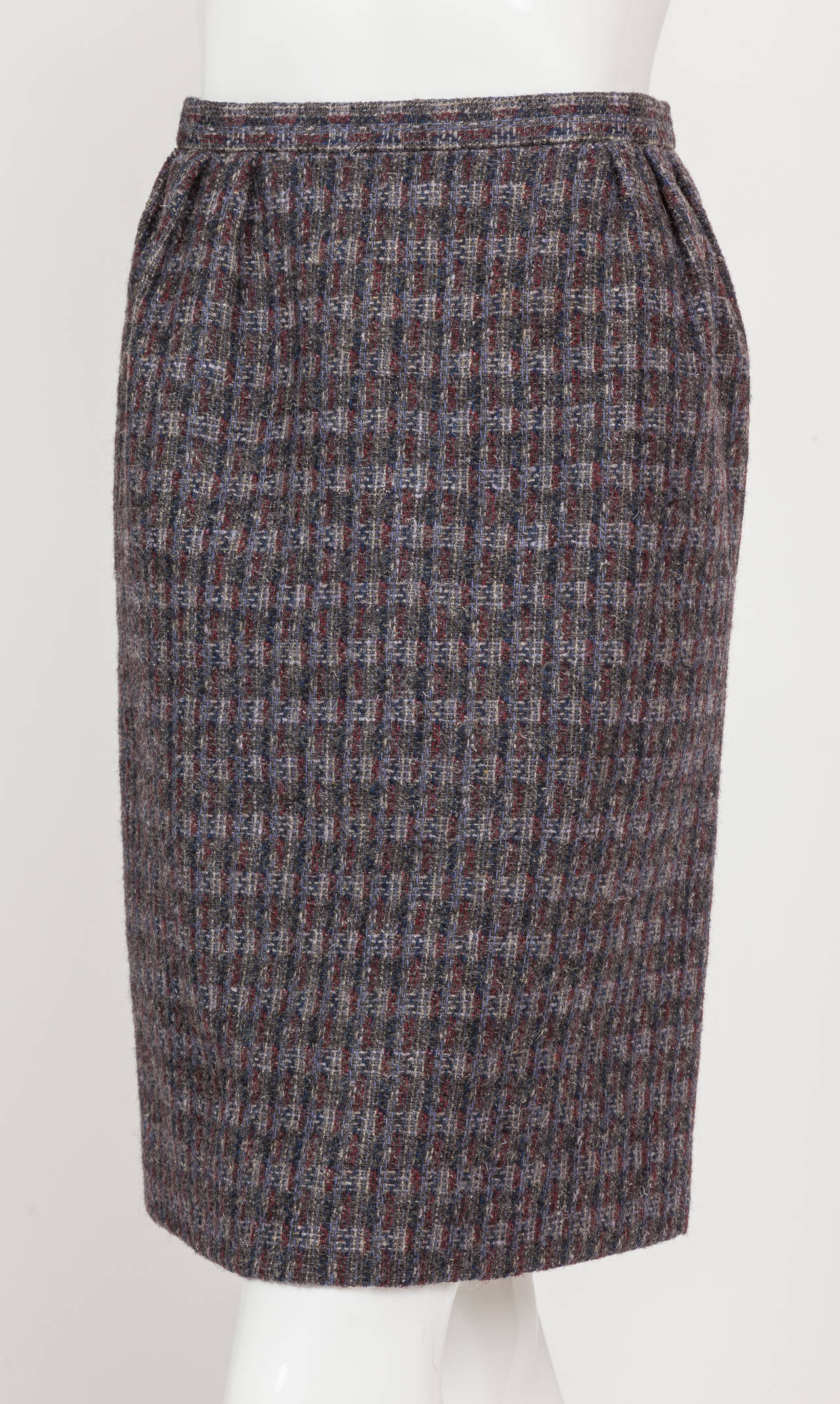 Pierre Cardin Tweed Jacket and Skirt Ensemble Suit w/Detachable collar ca. 1982 3