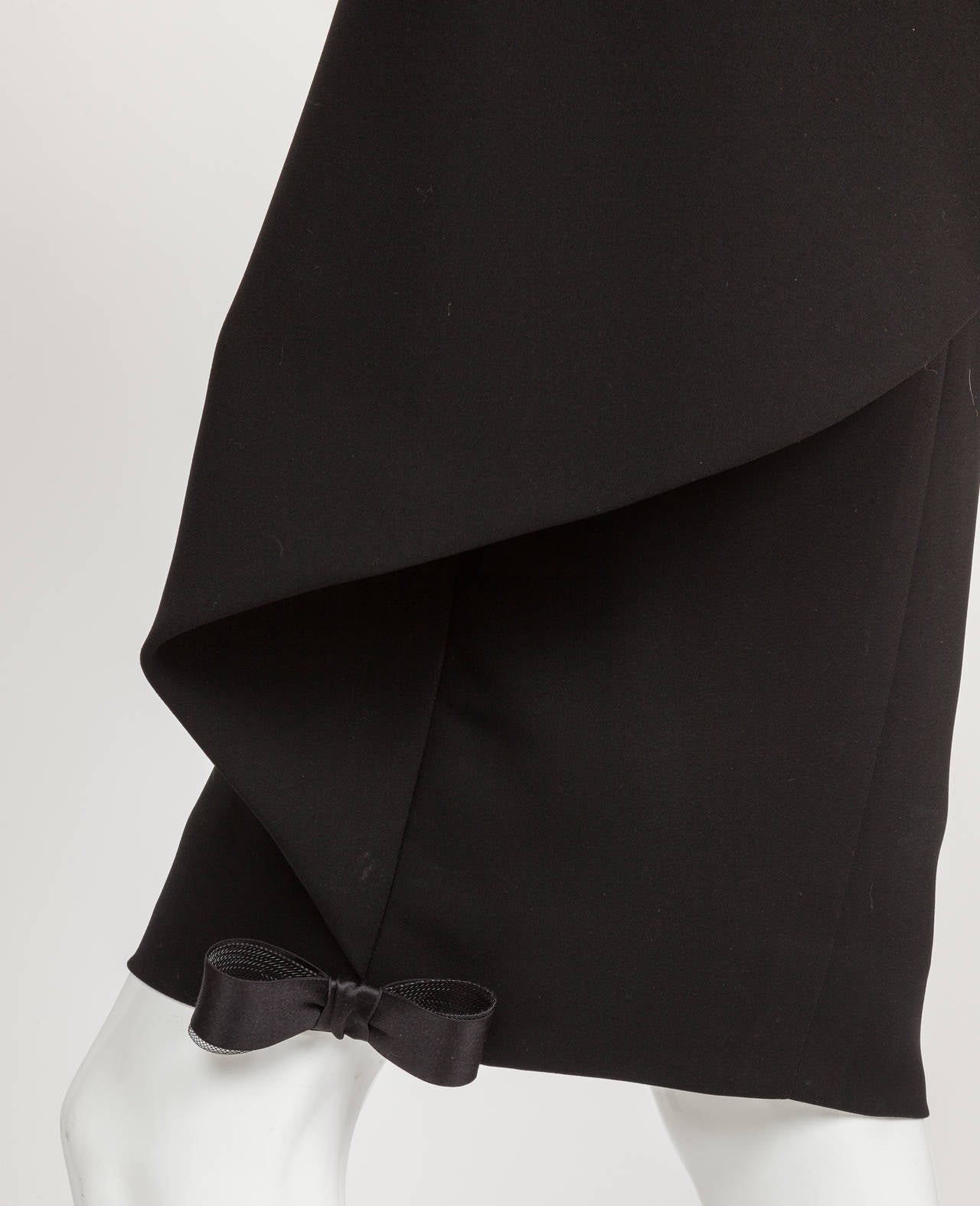 Pierre Cardin Haute Couture Asymmetric Silk Cocktail Dress w/Cape ca. 1992 4