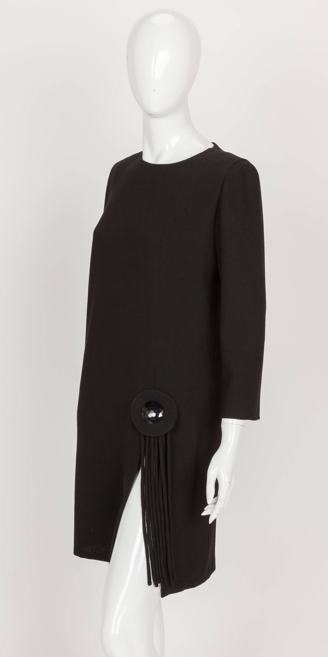 Pierre Cardin Boutique Black Slip Dress with Widow's Peak Hem