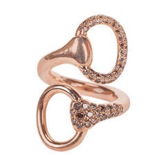 Rare Hermes 18k Rose Gold & Brown Diamond Nausicaa Croisee Ring 8