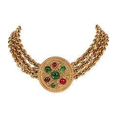 A 1985 Rare Chanel 'Byzantine' Style Gripoix Gold-Plated Choker Necklace