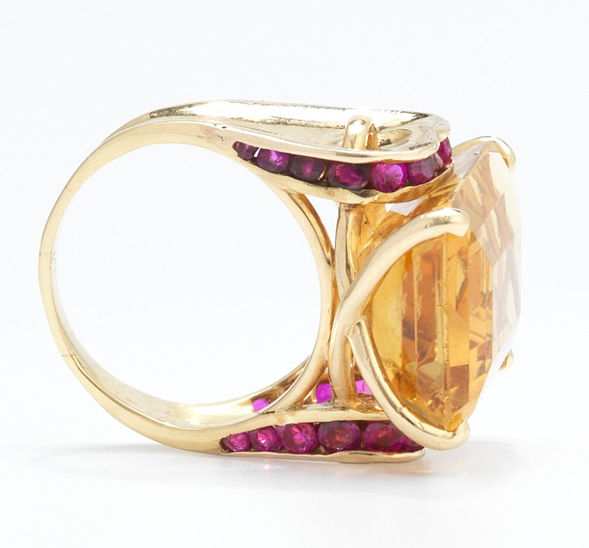 Women's Retro Citrine Ruby Gold Ring For Sale