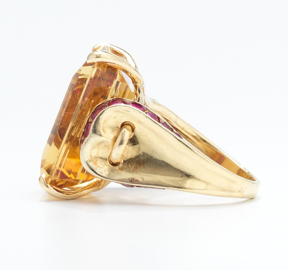 Retro Citrine Ruby Gold Ring For Sale 1