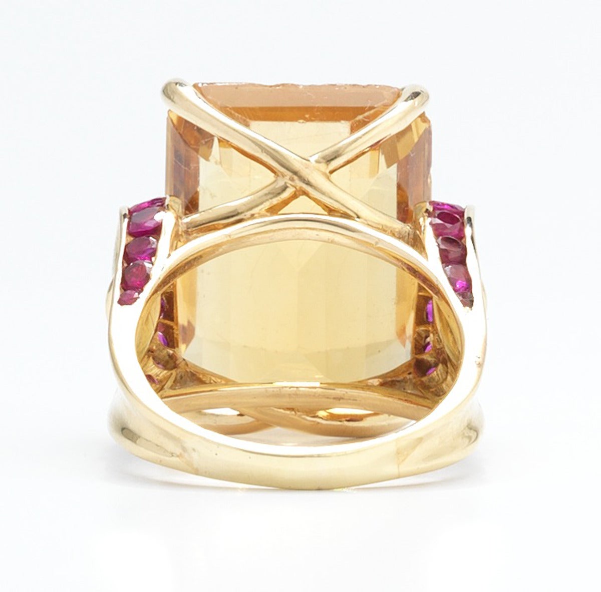 Retro Citrine Ruby Gold Ring For Sale 3