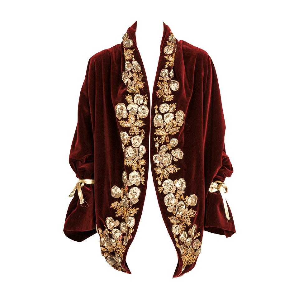 Iconic Romeo Gigli Velvet Cocoon Coat From Famed Orientalist Collection 1989-90