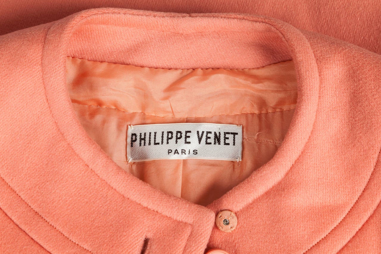 Philippe Venet Haute Couture Melton Wool Coat ca. 1970 1