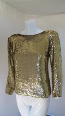 Chemisier Yves Saint Laurent YSL à sequins dorés avec boutons en strass au dos