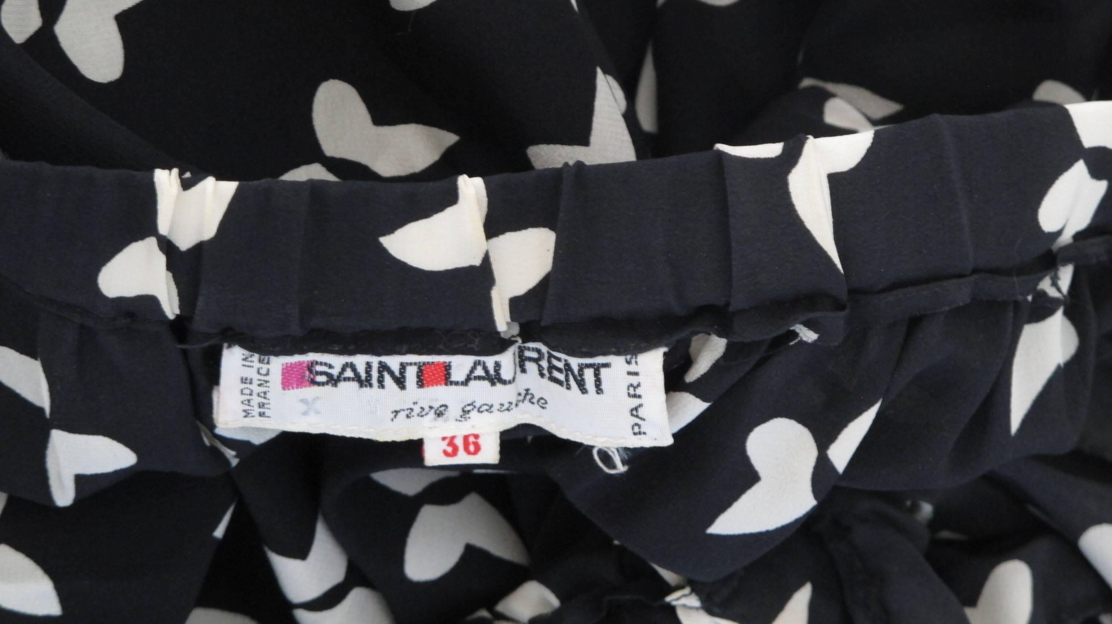 Women's Yves Saint Laurent YSL Butterfly Print Silk Day Dress w/Balloon Sleeves 1970s