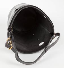 Hermes for Bonwit Teller Black Leather Mangeoire Hand Bag Purse w/Gold Hardware