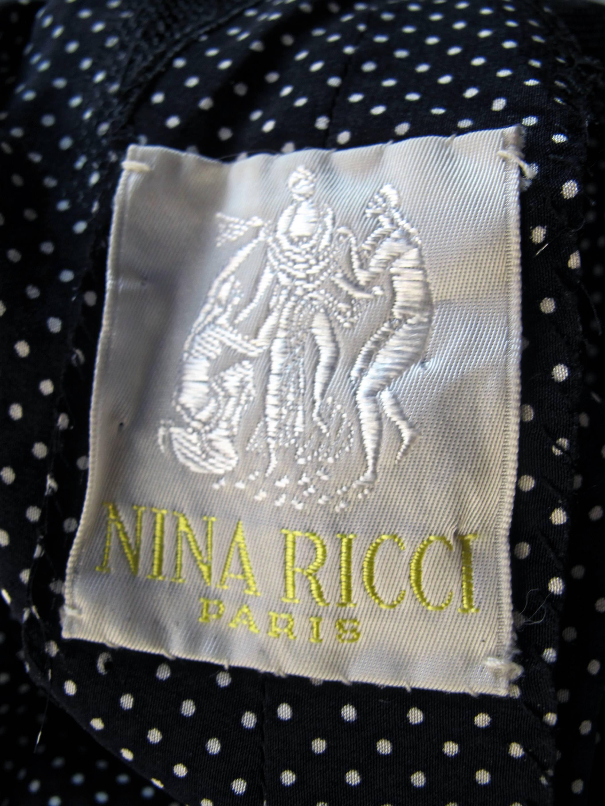 Nina Ricci by Gerard Pipart Haute Couture Silk Evening Gown w/Lace Detail ca1980 2
