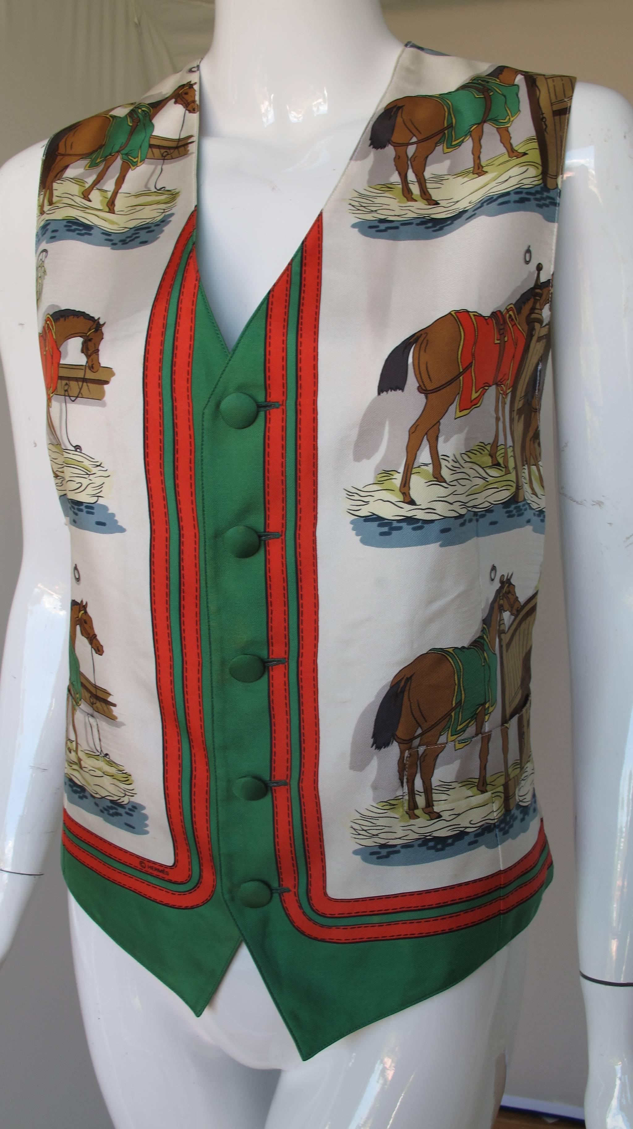 A late 1970's/early 1980's Hermes 100% silk vest in 