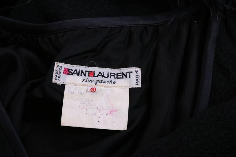 1970s Yves Saint Laurent Black Silk Cocktail Dress w/Maribou Feather ...