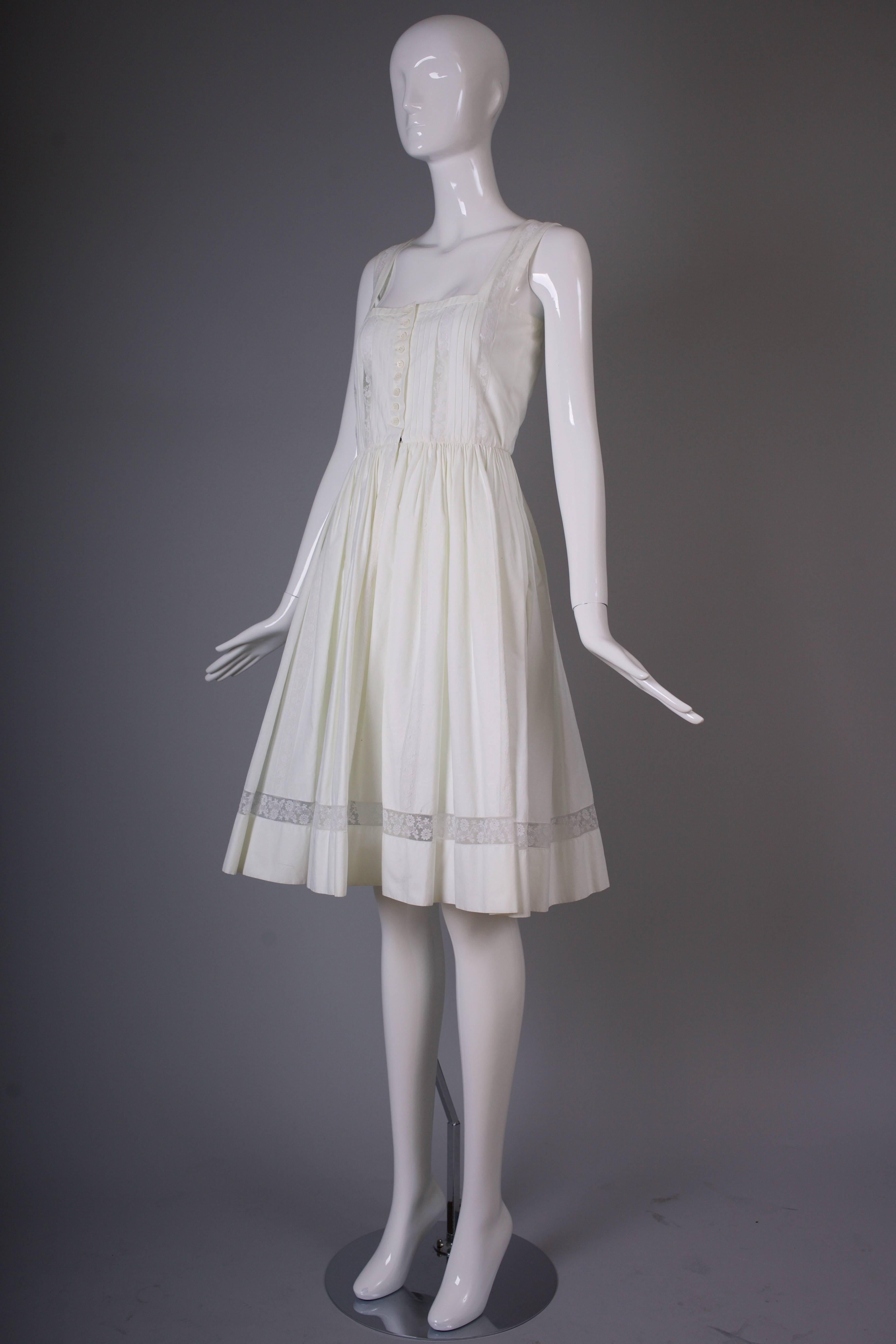 Lanvin Haute Couture Cotton and Lace Sun Dress In Excellent Condition In Studio City, CA
