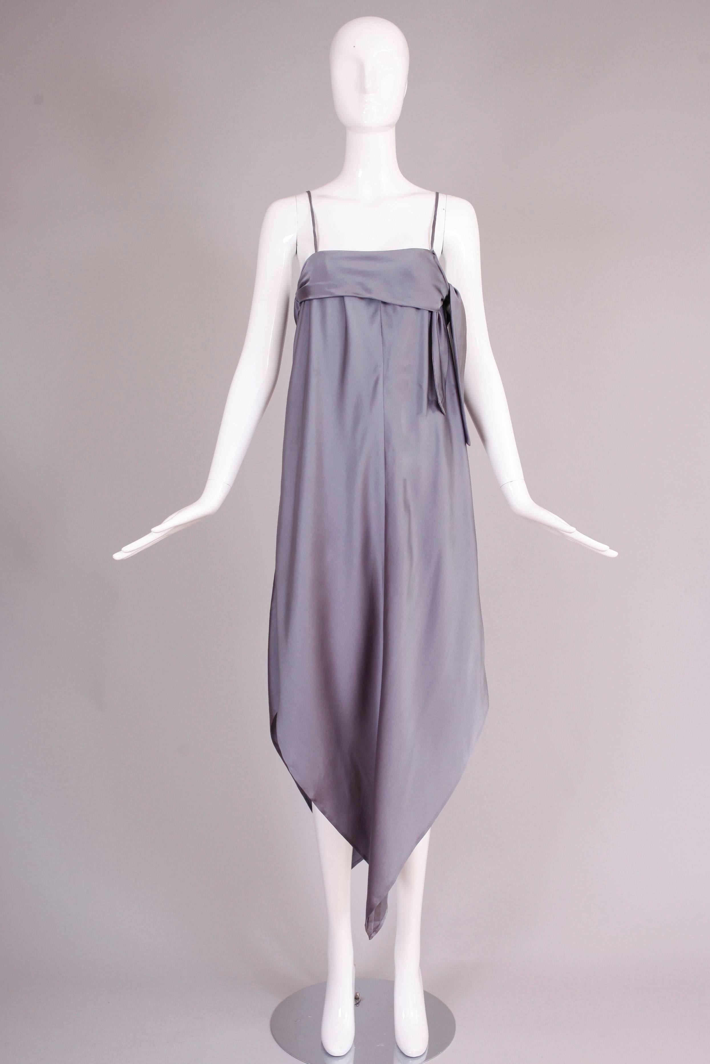 Pauline Trigere Grey Silk Charmeuse Evening Gown ca.1974 In Excellent Condition In Studio City, CA