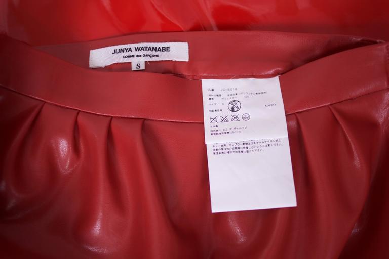 Women's 2014 Junya Watanabe Comme des Garcons Red Vinyl Skirt w/Glossy Circle Motif