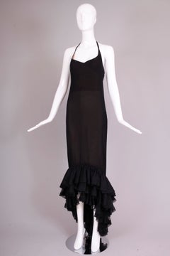 Vintage Pierre Balmain Haute Couture Black Silk Chiffon Evening Gown No.173.195