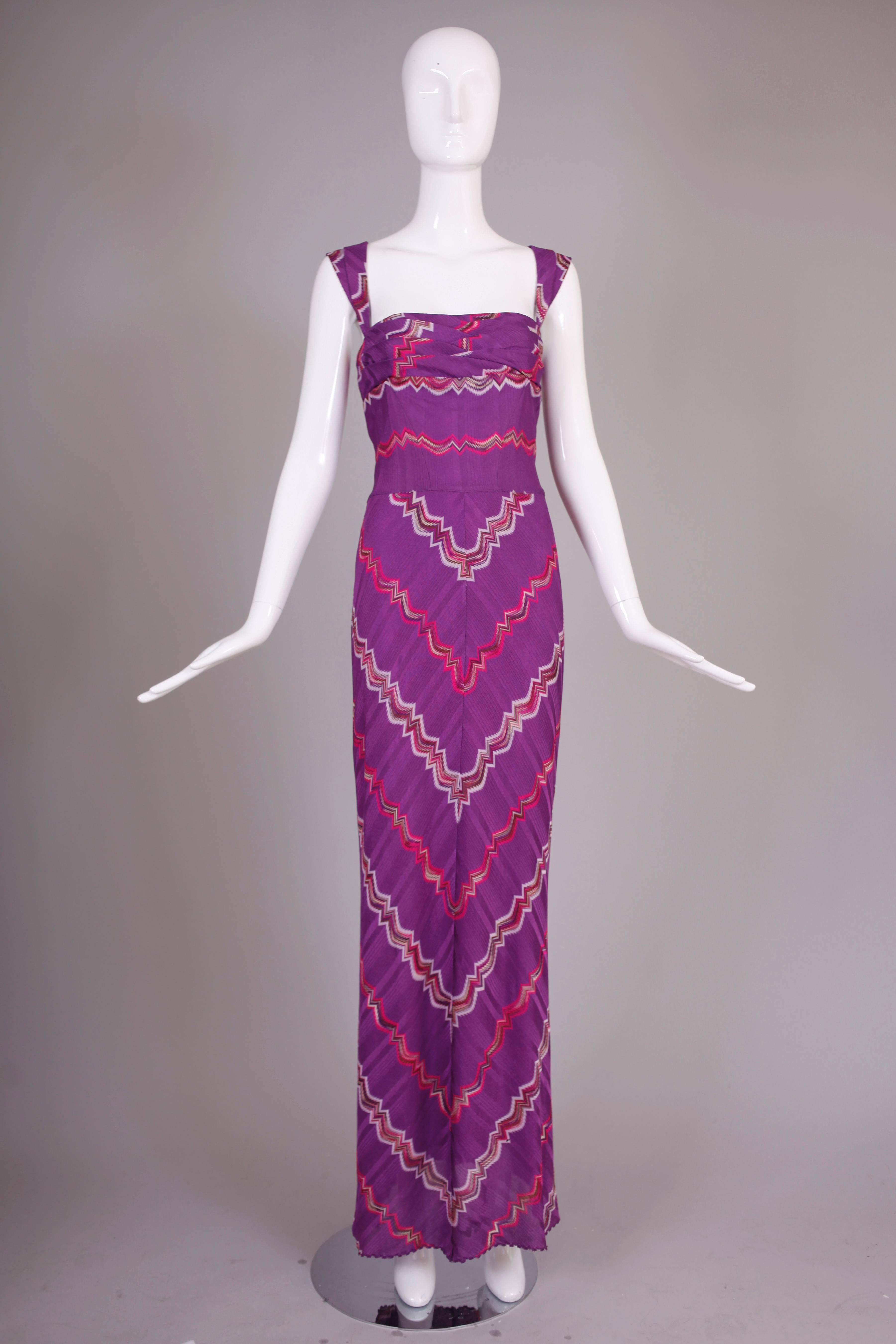 Missoni Purple Decorative Chevron Stripe Summer Dress In Excellent Condition In Studio City, CA