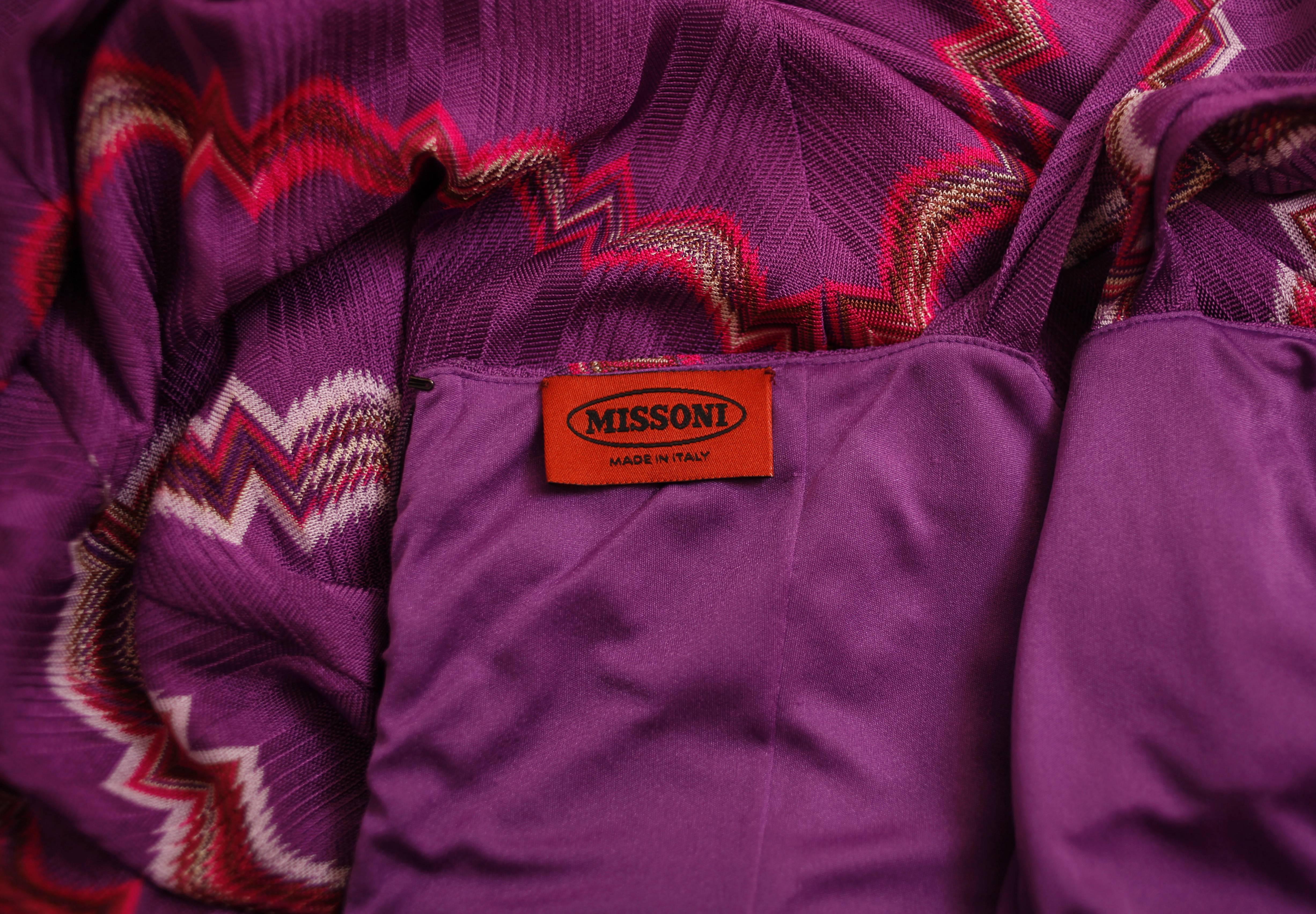 Missoni Purple Decorative Chevron Stripe Summer Dress 1