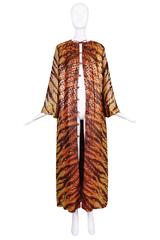 Donald Brooks Geometric Leopard Print Metallic Duster Coat
