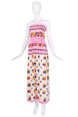 1970’s Oscar de la Renta Floral Print Sun Dress w/Peplum Waist