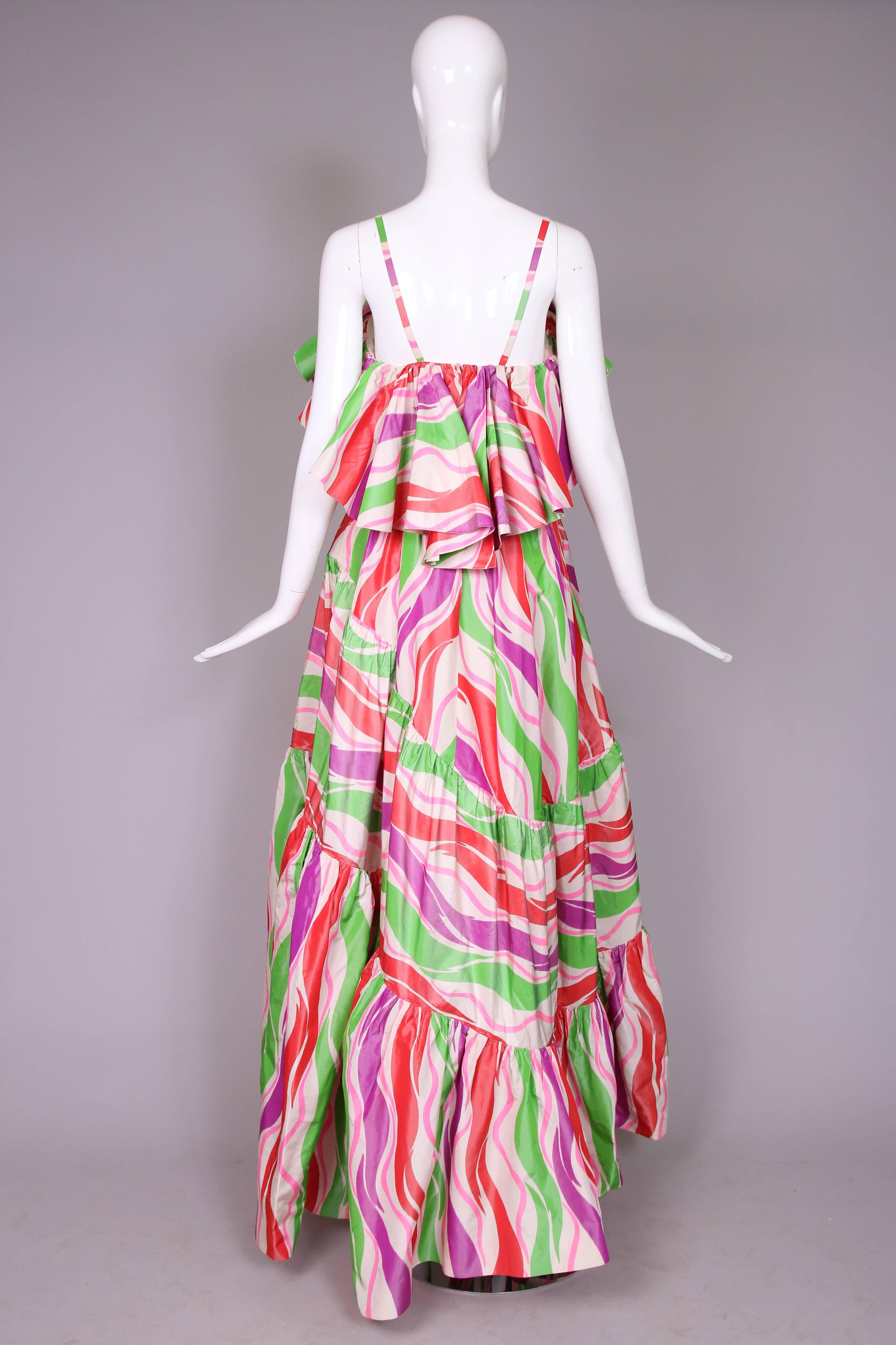 Circa 1979 Yves Saint Laurent Haute Couture Silk Printed Evening Gown No.47232 2