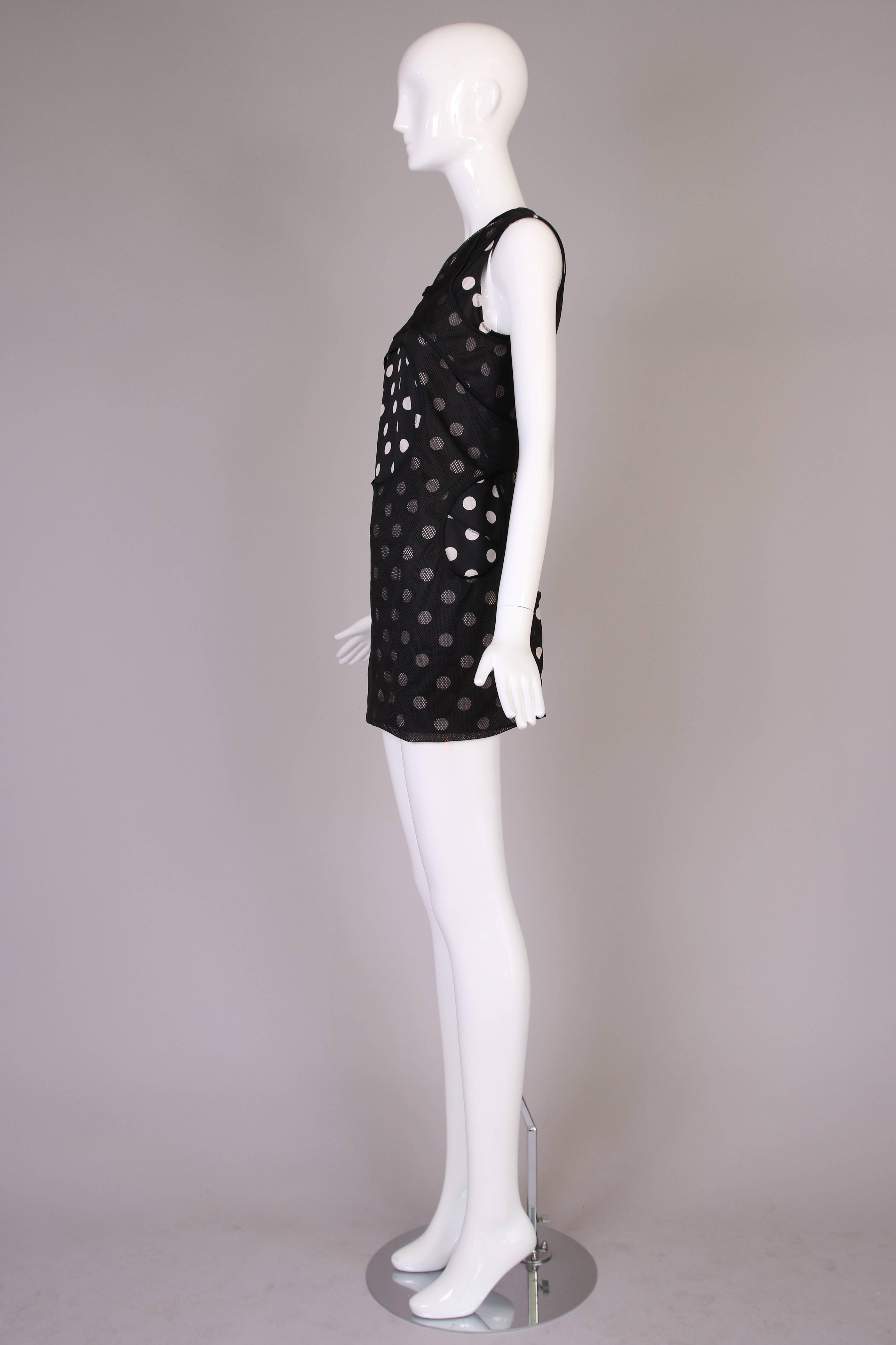 2012 Junya Watanabe Polkadot Bodycon Mini Dress With Mesh Overlay In Excellent Condition For Sale In Studio City, CA