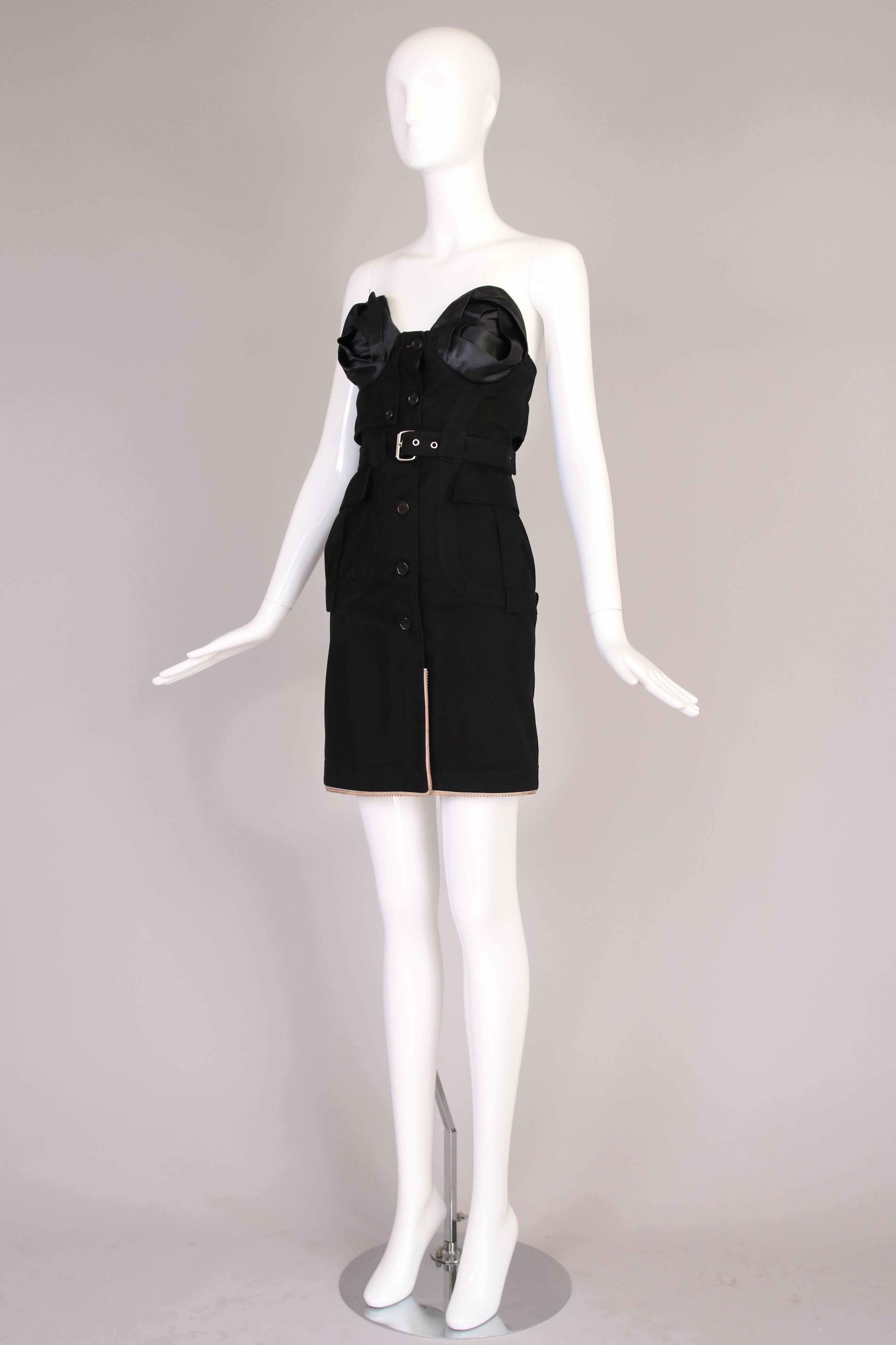 Antonio Berardi Black Strapless Belted Mini Dress In Excellent Condition In Studio City, CA
